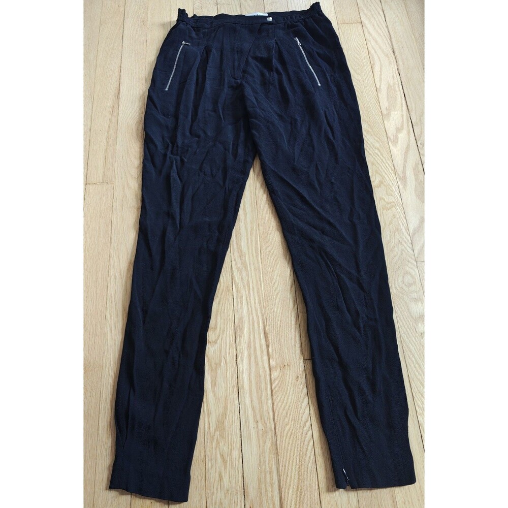 Sandro Paris Ankle Zip Pull On Pants Black Cotton Jogger Sweatpants Size 2